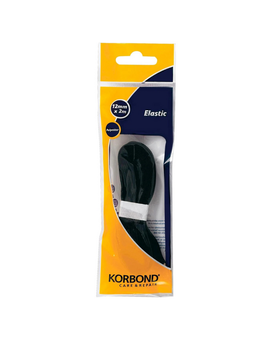 Korbond - Black Polyester Elastic 12mm by 2 meters