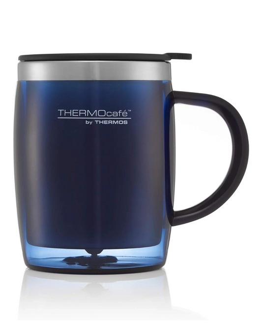 Thermos Translucent Desk Mug, Stainless Steel, Blue, S (Pack of 1), 450 ml