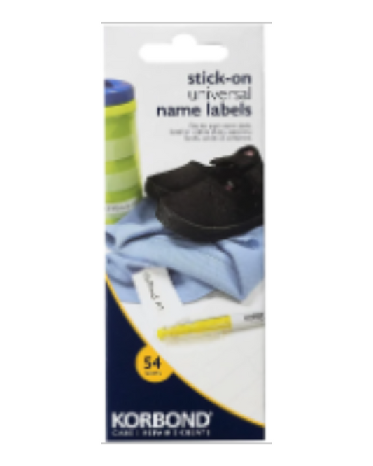 KORBOND Stick On Labels, White, 54 Pieces