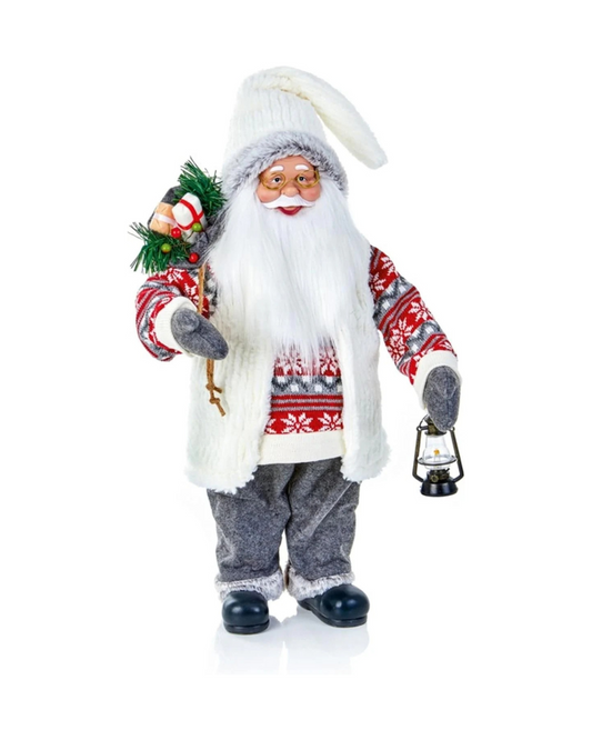 Premier Nordic Santa Traditional Standing Father Christmas With Glasses Figurine 45cm