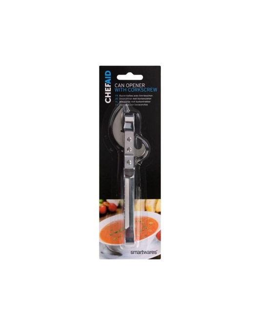 Chef Aid Can Opener with Corkscrew, Silver
