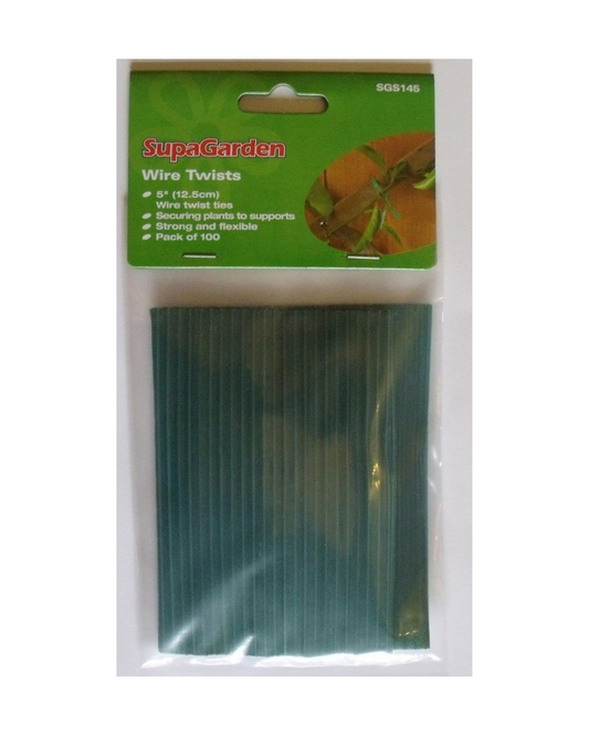 Wire Twist Ties Plastic Coated 12.5cm 5". Garden Plant Tie Pack 100