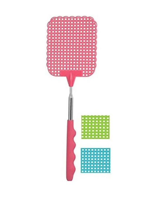 Fackelmann Telescopic Fly Swatter, Plastic, stainless steel, Pink, Blue, Green, Téléscopique