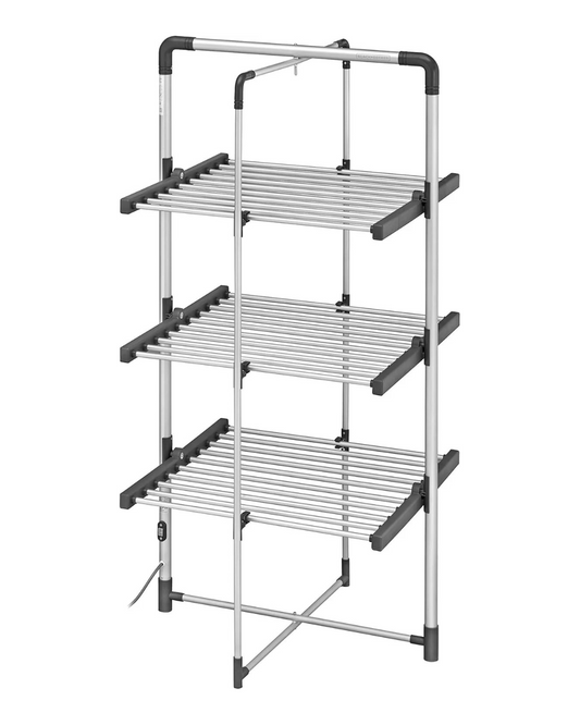 BLACK+DECKER 63099 3-Tier Heated Clothes Airer Aluminium, Cool Grey, 140cm x 73cm x 68cm