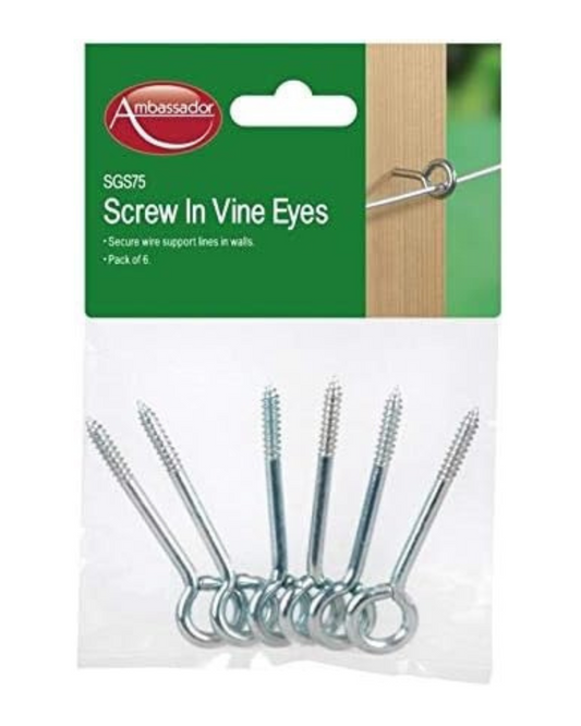 SupaGarden Vine Eyes x 6 Screw In Plant Training Support Garden Greenhouse