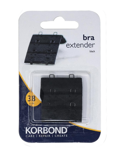 Korbond Double Hook Bra Extender – x 1 50mm Black Bra Extender – Machine Washable – Increase Bra Size By Up To 8cm – Comfort Fit