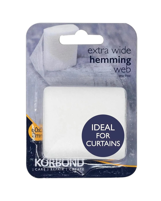 Korbond Curtain Hemming Tape – 60mm x 8m - Invisible Mending Tape for Fabric Curtains - Iron On Hem Tape - NO Sewing Required Adhesive Fabric Tape, Webbing Tape, Hemming Tape