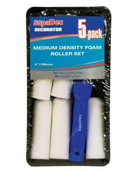 SupaDec Foam Mini Roller & Tray Set 4"/100mm, 5 Pack