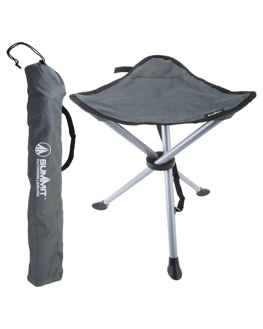 VFM - Slate Grey Tripod Stool - Summit Outdoor Leisure, Easy, Durable, Comfortable, Lightweight, Festivals, Hiking, Picnics, Outdoor Living, Water Resistant, Portable, Holidays