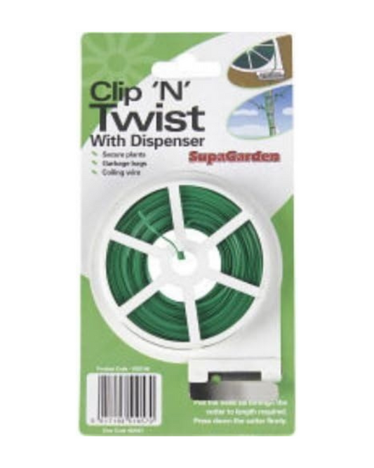 SupaGarden - Clip N Twist Plant Tie Coiling Wire With Dispenser - 30M
