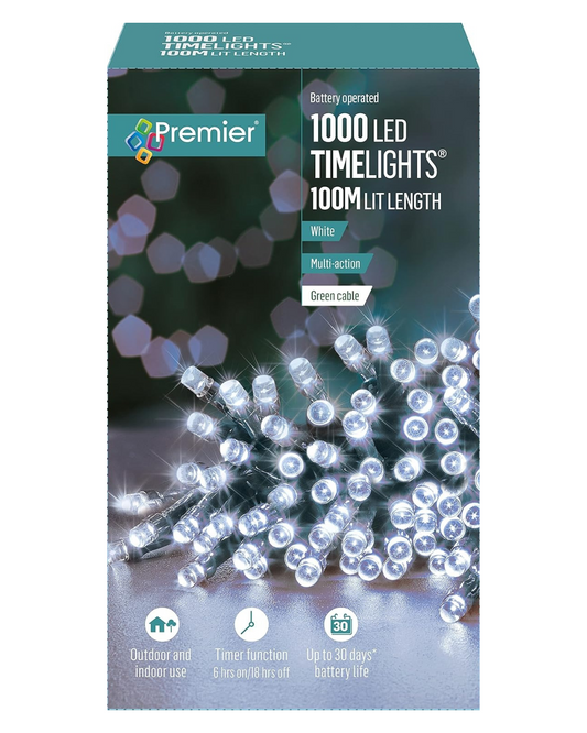 1000 White Multi Action Battery Powered LED Lights with Timer