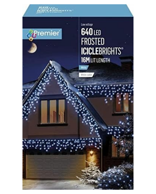 Premier Multi Action Frosted Cap Icicles White 640 LED - LV213285W