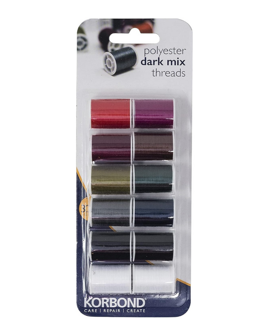 Korbond 110783 12 x 32 m Dark Mix Thread Selection, Polyester