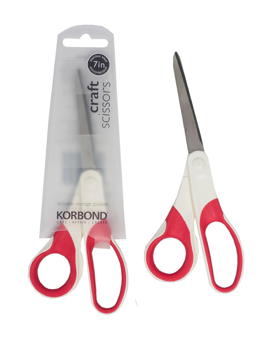 Korbond 110358 Craft 7 Inch – Soft Grip Professional, Household, Fabric, Paper Scissors. Ambidextrous – for Right & Left Handed , Silver