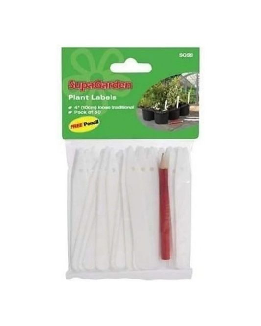 SupaGarden Plant Labels Seed Sticks & Pencil (Pack of 50) 4" Garden Greenhouse