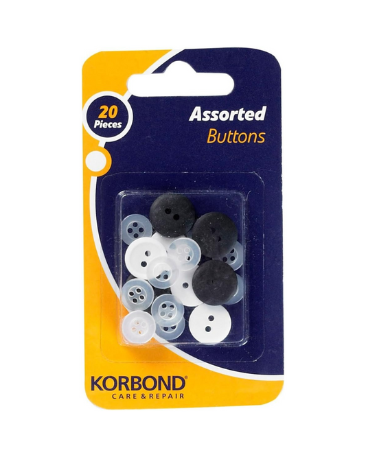 Korbond 20 Piece Assorted Buttons Pack