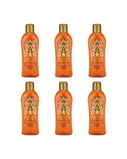 Astonish Body & Soul Nourishing Mood Boosting Bath Soak, Sweet Fruity Fragrance, Uplifting Bubble Bath, Golden Glow, 6x950ml, Multipack, Orange