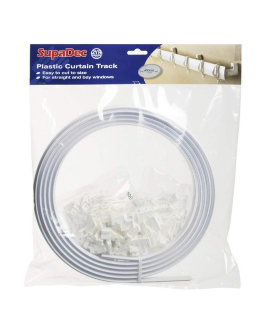 2X Plastic Coil Curtain Track 4 metre for Straight and Bay Windows