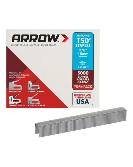 Arrow A506IP T50 Staples, Steel, 3/8 Inch (10 mm)