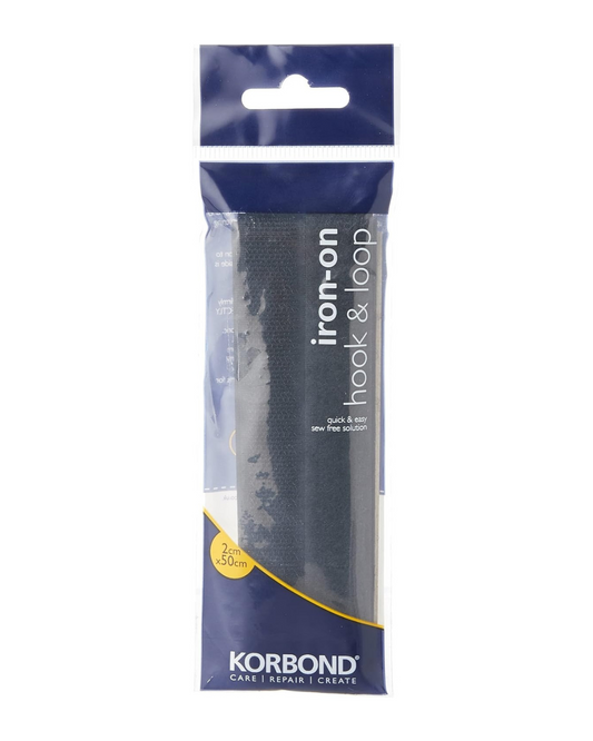 KORBOND Hook & Loop, Black, 2cm x 50cm