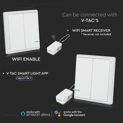 Wireless Switch with Dual Button Sensor White IP54