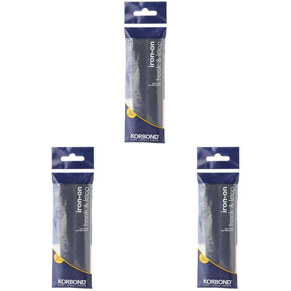 KORBOND Hook & Loop, Black, 2cm x 50cm