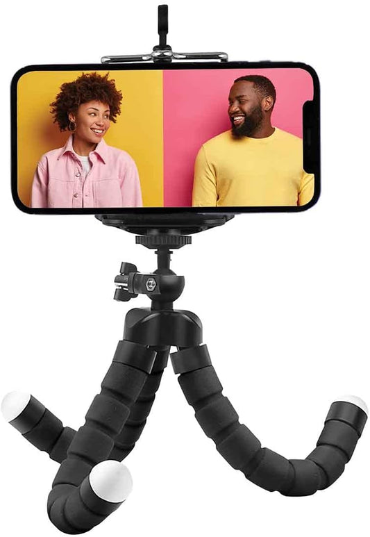 Juice Social Flexi Tri-Pod with Bendable Legs and Bluetooth Remote, Portable Mini Tripod with Flexible Octopus Style Legs, Phone/Camera Mount, Compatible with Apple, Android, GO PRO, Cameras