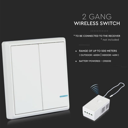 Wireless Switch with Dual Button Sensor White IP54