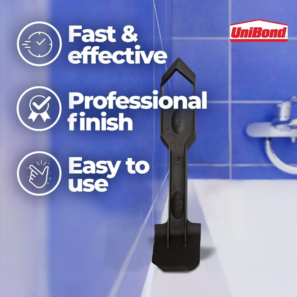 UniBond Sealant Remover and Smoother Tool, Easy-to-Use Sealant Finishing Tool, 2-in-1 Plastic Sealant Tool for Smoothing, Silicone Remover Tool, Black