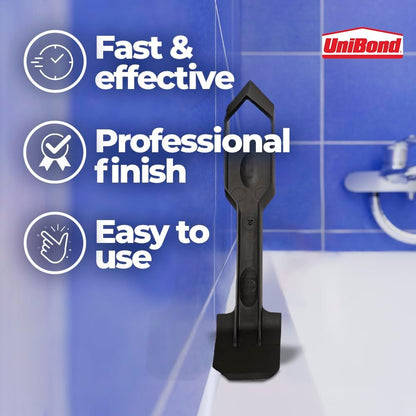 UniBond Sealant Remover and Smoother Tool, Easy-to-Use Sealant Finishing Tool, 2-in-1 Plastic Sealant Tool for Smoothing, Silicone Remover Tool, Black