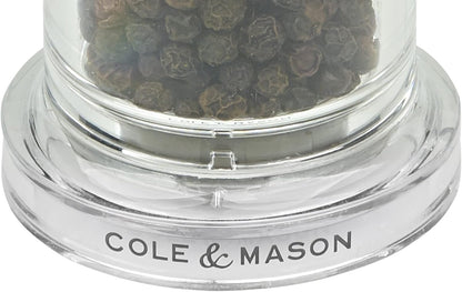 Cole & Mason 505 Clear Salt and Pepper Mills, Adjustable Grind Precision+ Mechanism, Acrylic, 140 mm, Gift Set, Includes 2 x Salt and Pepper Grinders