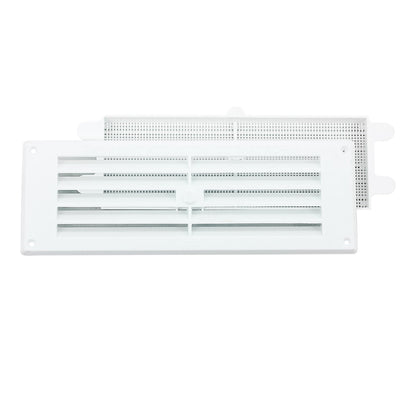 Map White Louvre Vent 229 x 229mm (9"x9") with Detachable Flyscreen Plastic Air Vent Grille for Walls & Furniture Ventilation Cover
