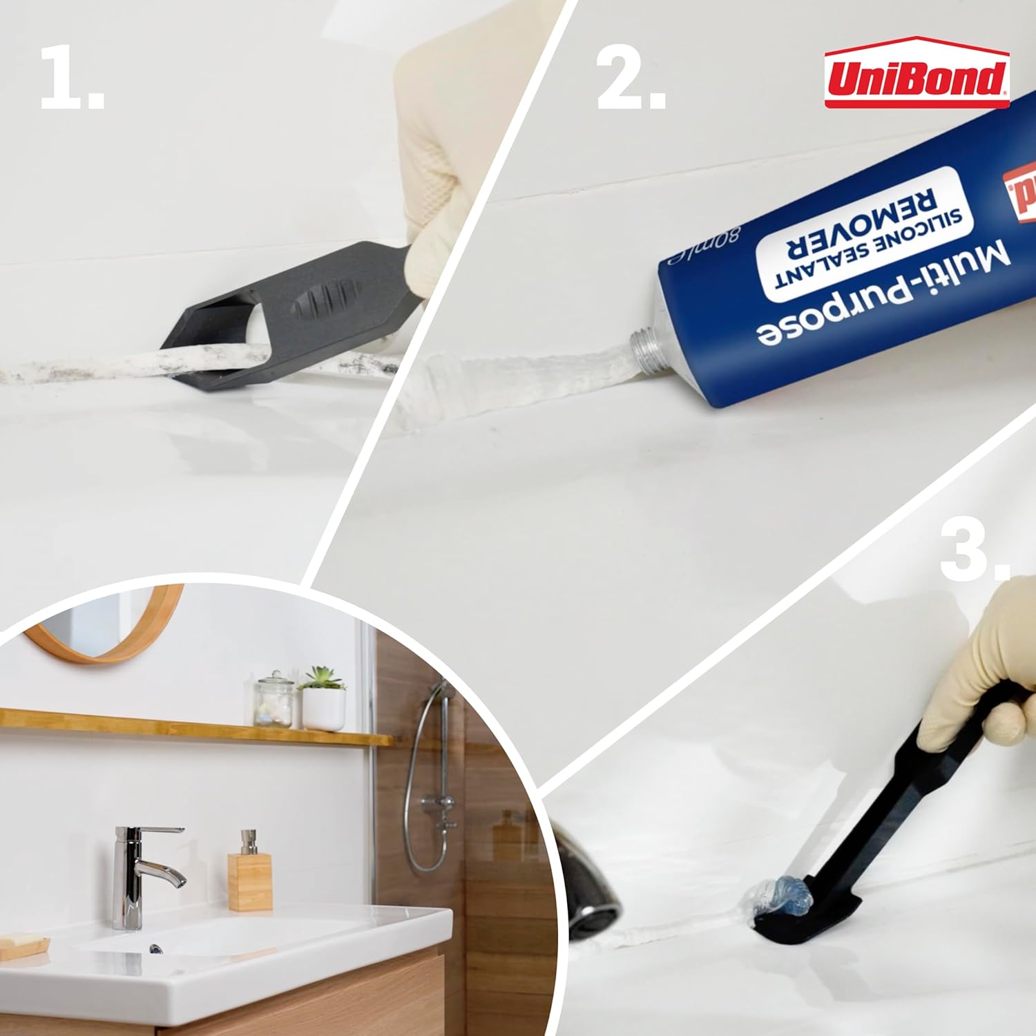 UniBond Sealant Remover and Smoother Tool, Easy-to-Use Sealant Finishing Tool, 2-in-1 Plastic Sealant Tool for Smoothing, Silicone Remover Tool, Black