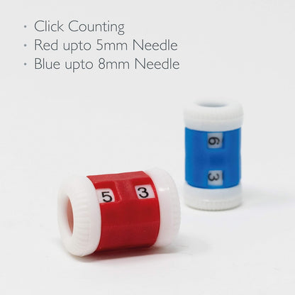 Korbond 2-Piece Row Counters in Different Sizes, Red, 8mm