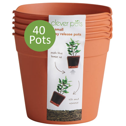 Clever Pots Easy Release Plastic Plant Pots, Pack of 5, Large Plant Pots, Outdoor or Indoor Flower Pot Garden Planters, Lightweight & Weather Resistant for Outside Flowers & Plants, Terracotta