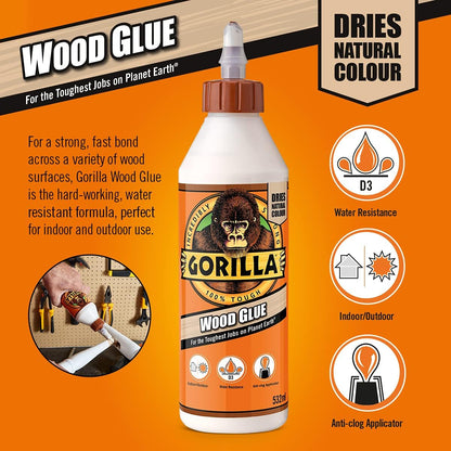 Gorilla 5044361 Wood Glue 1L (4 Pack)