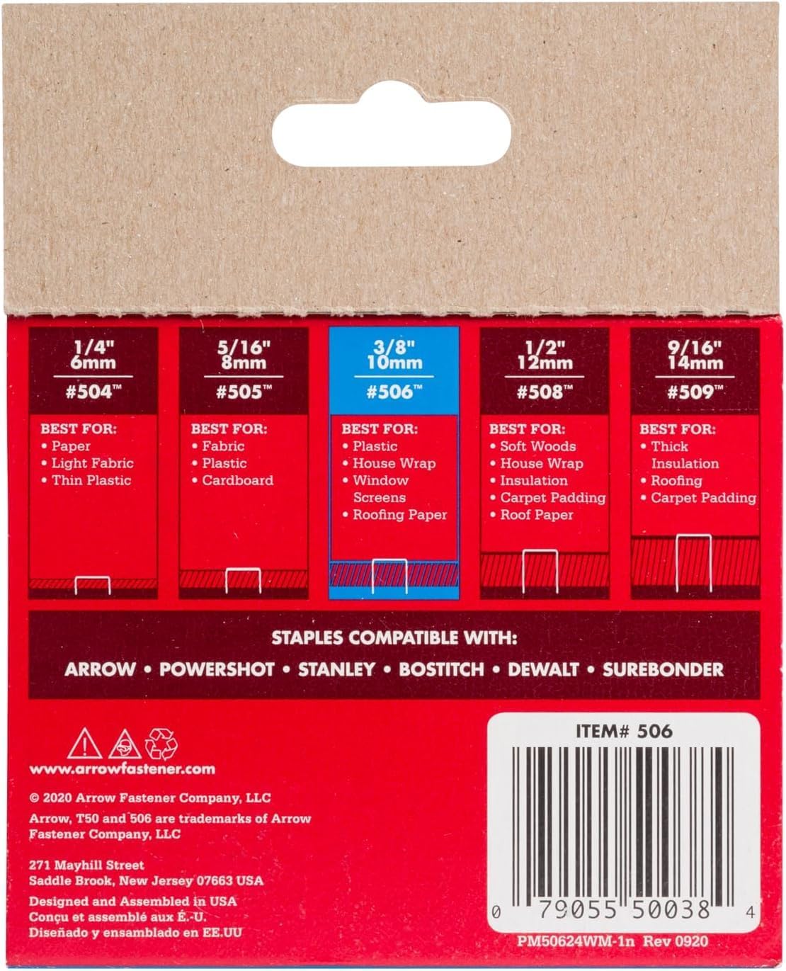 Arrow A50624 T50 Staples, 3/8 Inch (10 mm)