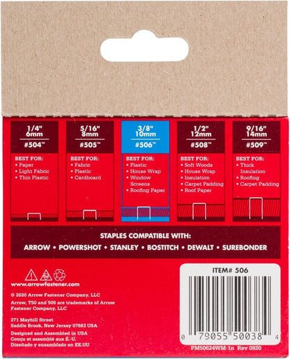 Arrow A50624 T50 Staples, 3/8 Inch (10 mm)