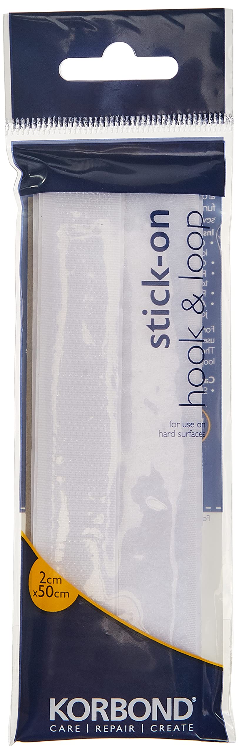 KORBOND Hook & Loop, Black, 2cm x 50cm