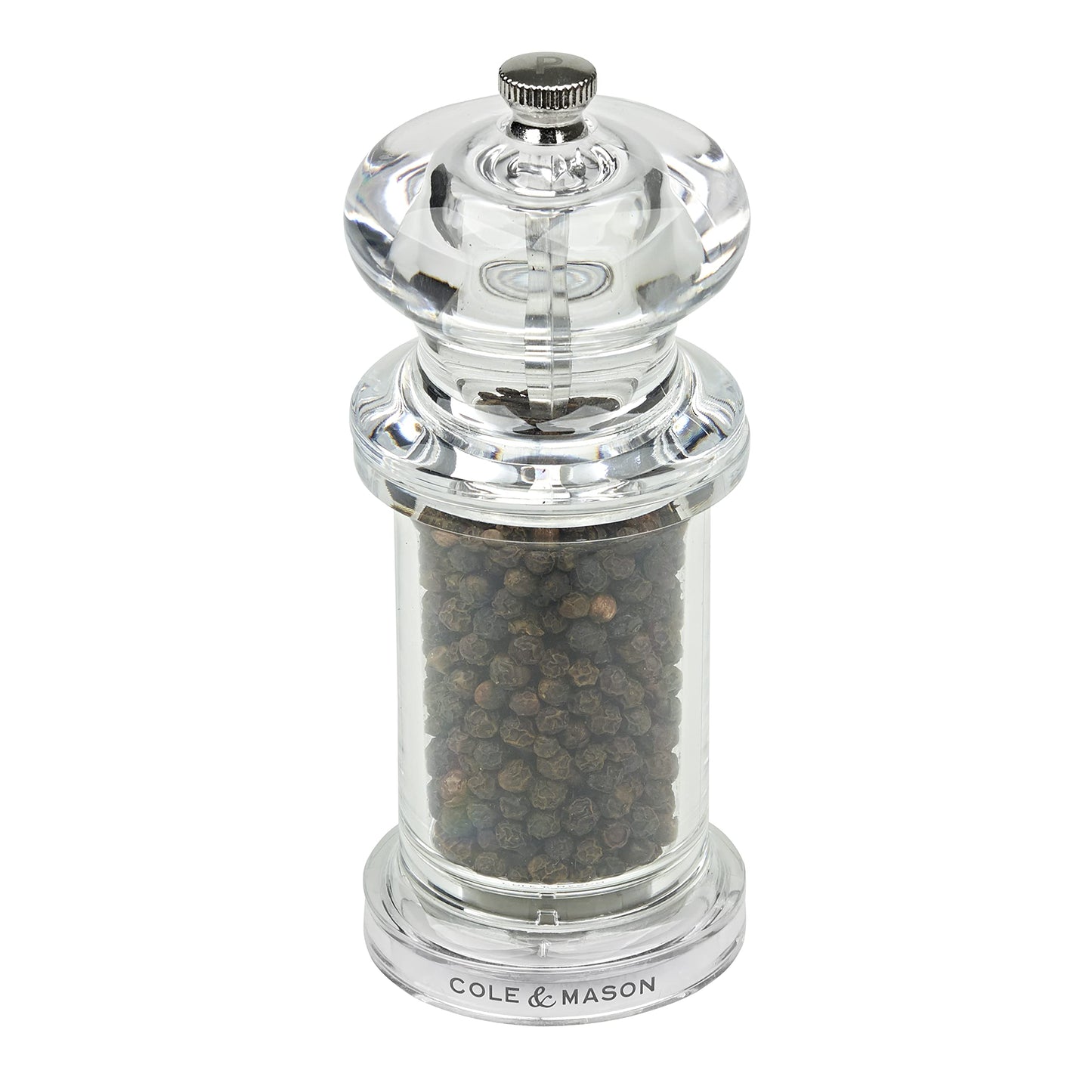 Cole & Mason 505 Clear Salt and Pepper Mills, Adjustable Grind Precision+ Mechanism, Acrylic, 140 mm, Gift Set, Includes 2 x Salt and Pepper Grinders