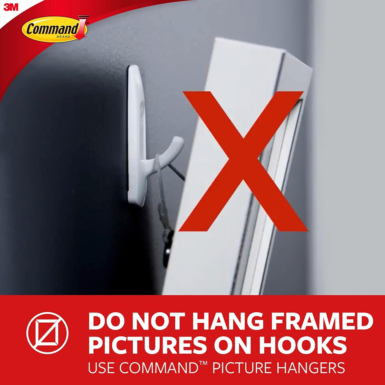 Command MR13-SS-ES Large Modern Metal Hook with 1 Hook/2 Strips