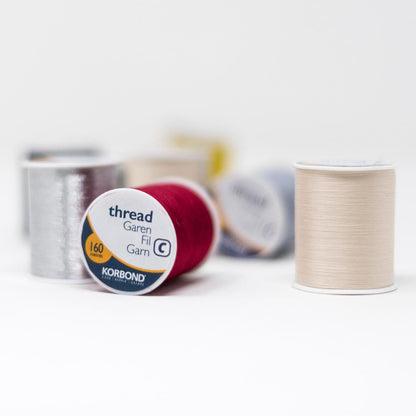 Korbond 320m Sewing Thread – 2 x 160m Spools -White Polyester – Hand and Machine Sewing