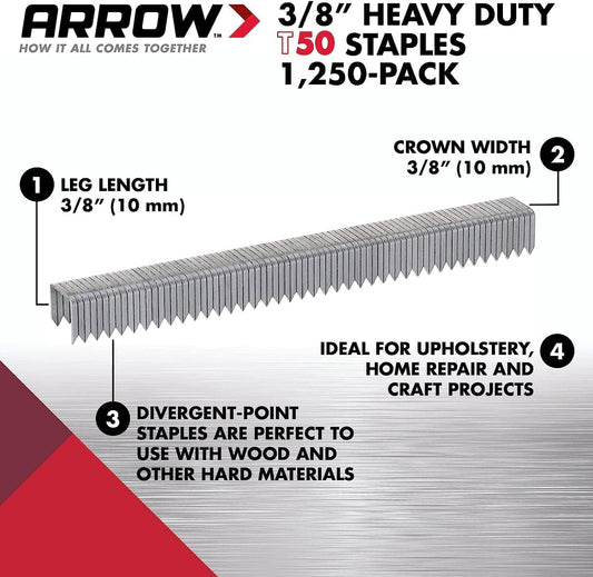 Arrow A50624 T50 Staples, 3/8 Inch (10 mm)