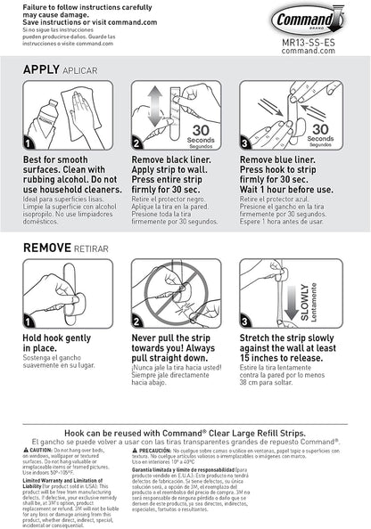 Command MR13-SS-ES Large Modern Metal Hook with 1 Hook/2 Strips