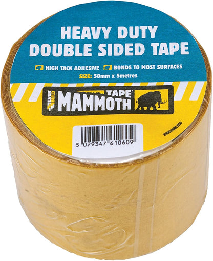 Everbuild Mammoth Heavy Duty Double Sided Tape – High-Tack Adhesive – Clear – 50mm x 5m