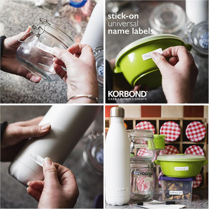 KORBOND Stick On Labels, White, 54 Pieces