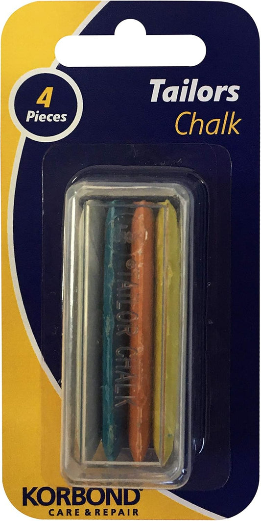 KORBOND 4 Piece Pack – Clay Based Chalk Set in 4 Colours – Ideal for Tailoring, Quilting, Sewing, Crafting and Mending, 4 Count (Pack of 1)