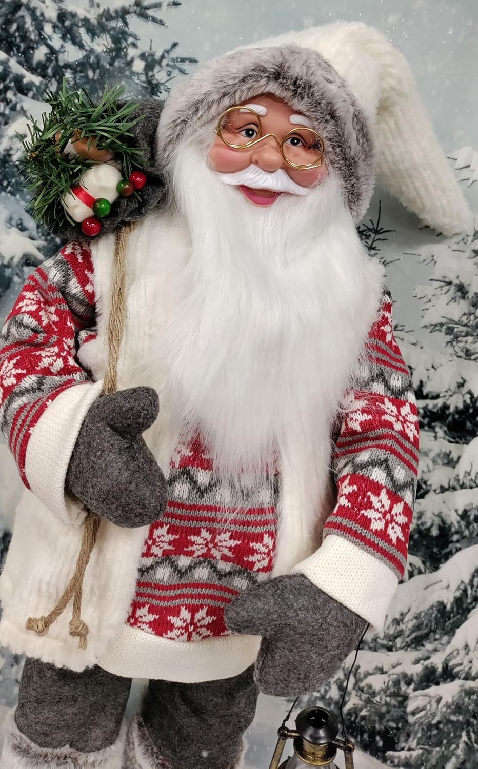 Premier Nordic Santa Traditional Standing Father Christmas With Glasses Figurine 45cm