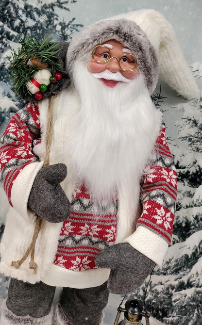 Premier Nordic Santa Traditional Standing Father Christmas With Glasses Figurine 45cm