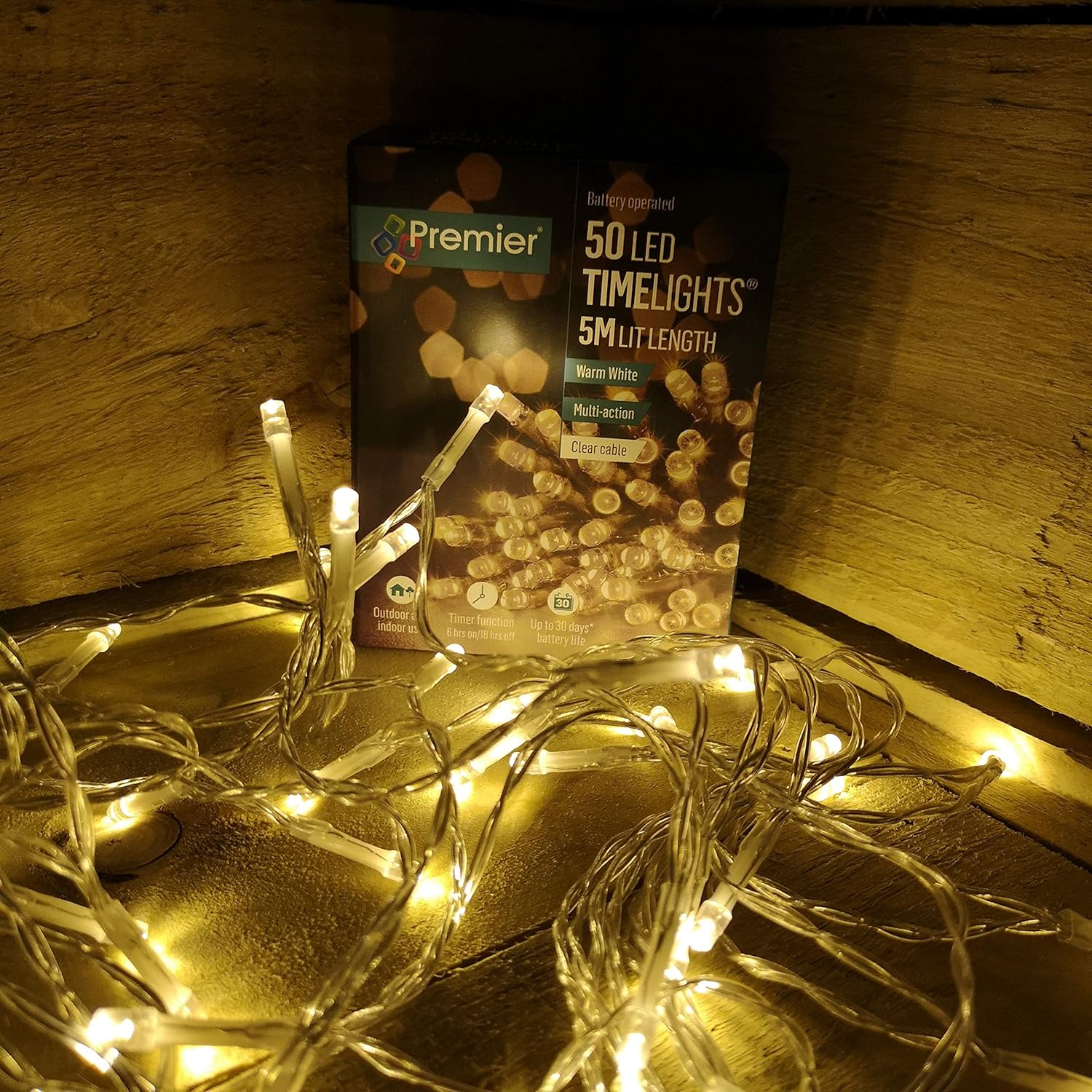 Premier 50 LED Multi Action Battery Operated Lights Warm White